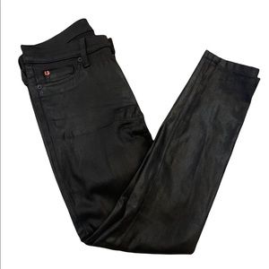 HUDSON Krista Super Skinny Sateen Finish Black Whiskered High Rise Pant 30